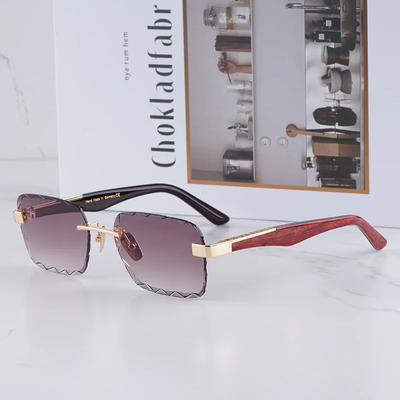 

APPIRS Classical Diamond Cut Boundless Sunglasses for Men Luxury Craft Top Quality Acetate Rimless Solar Glasses for Male