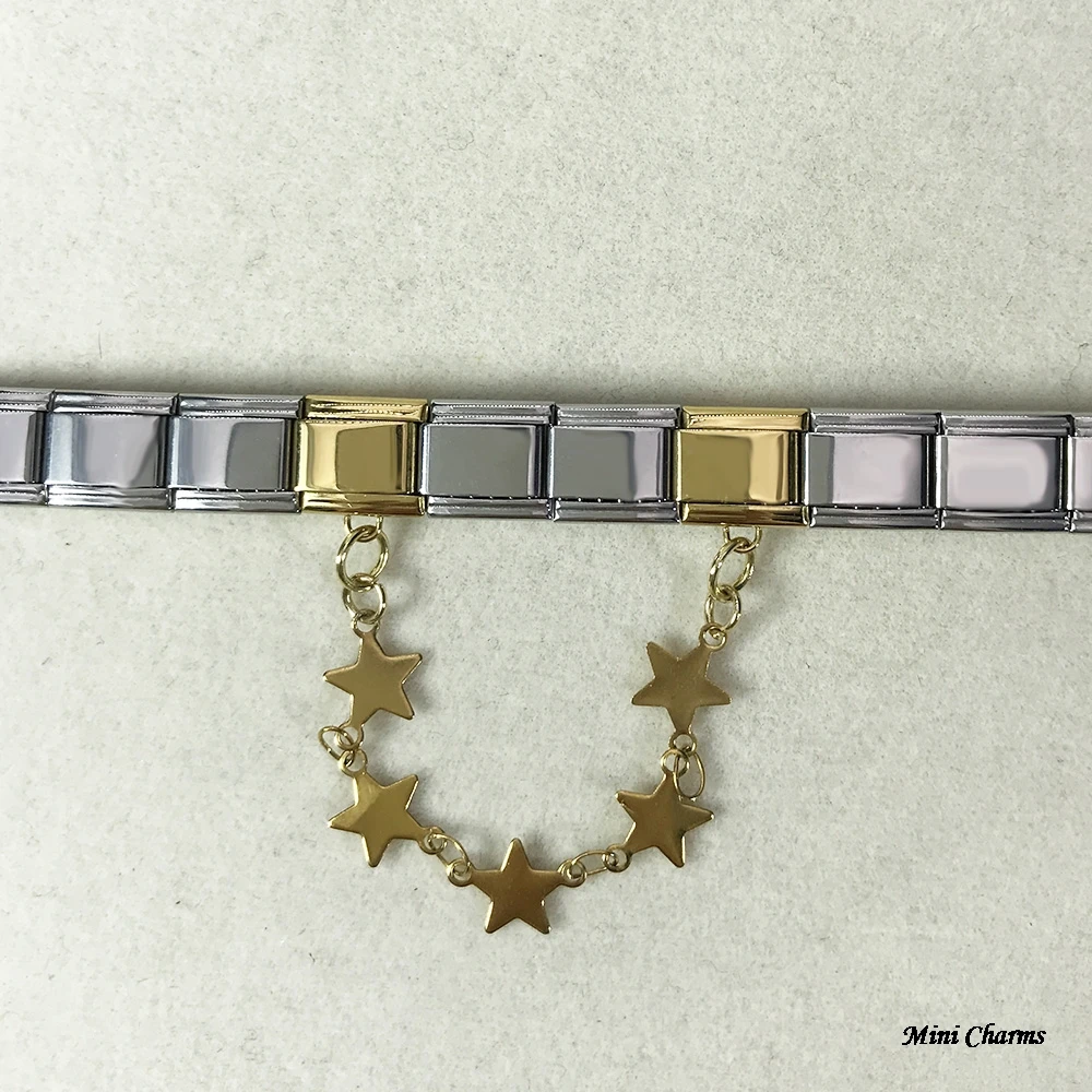 Mode Frauen Weibliche Edelstahl Hängen Stern Kette Italienische Charms Links Fit 9mm Armband Edelstahl DIY Perlen Schmuck – Detail 6
