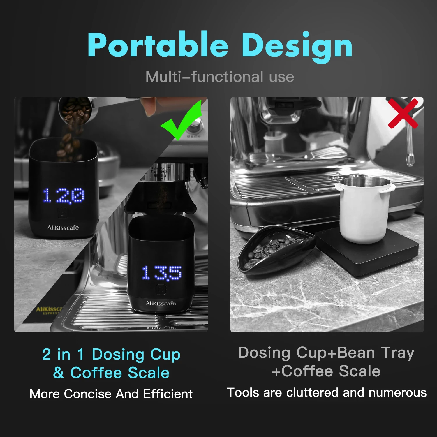 AliKisscafe Coffee Dosing Cup Digital Scale Display Tray Precise Scale Measuring Cup Kitchen Barista Tools Espresso Accessories