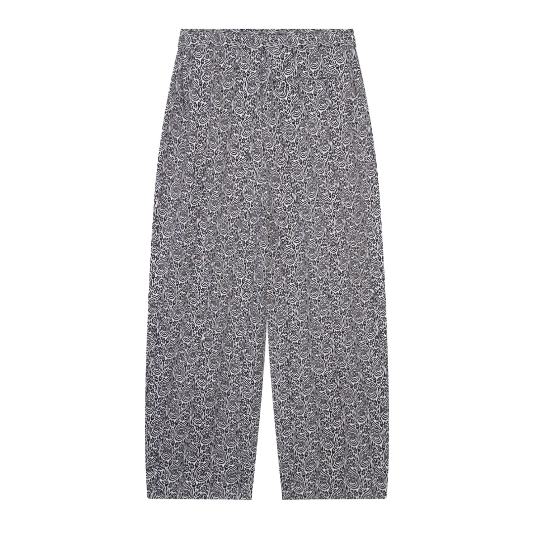 Pantaloni casual larghi con pittura a inchiostro jacquard vintage in vita elastica nuovi pantaloni dritti da uomo per il giorno autunnale 2024 fiore di anacardi