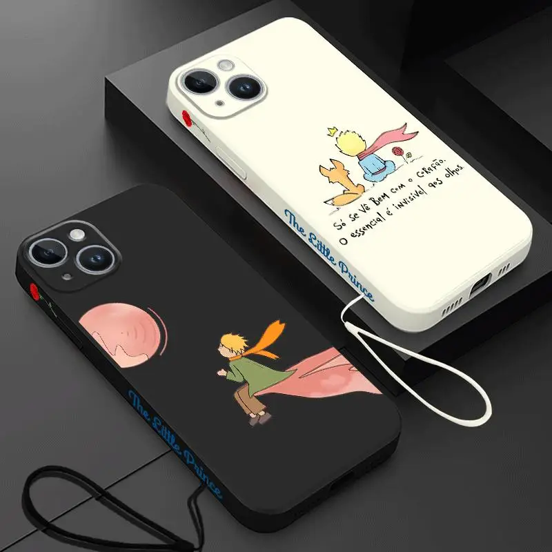 Phone Case for iPhone 15 Pro Max 14 Plus 13 12 11 Pro XS Max X XR 15 7 8Plus Shockproof Square Liquid Little Prince Cover