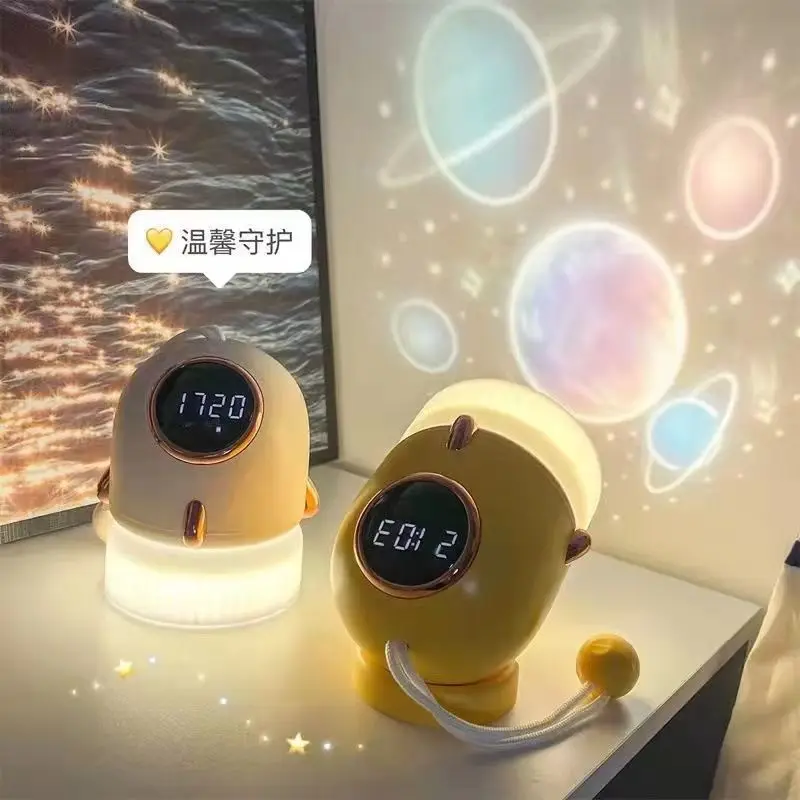 

Multifunctional Night Light Dormitory Children's Night Feeding Light Starry Sky Baby Hour Clock Rocket Bedroom Home Decorations