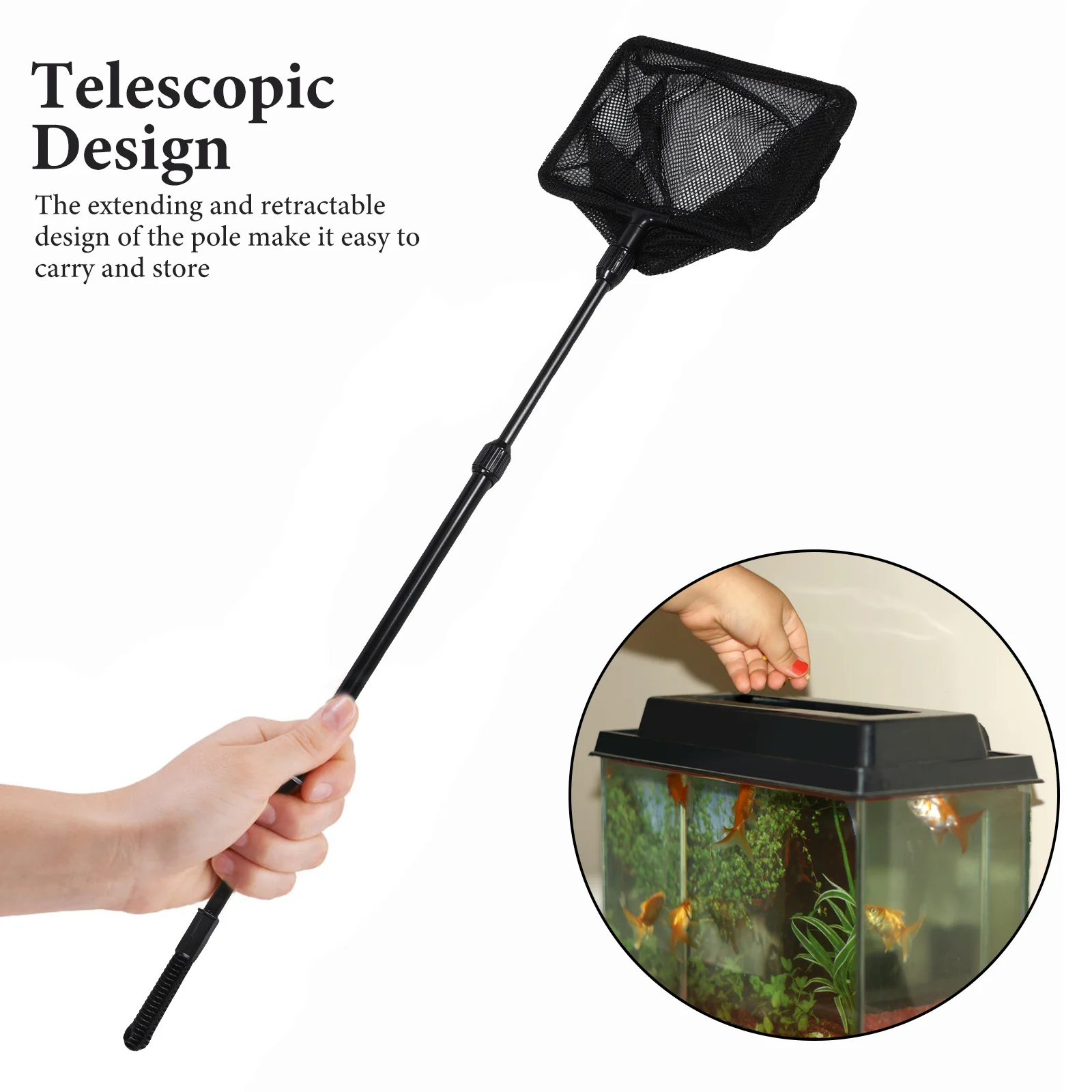 Red de aterrizaje telescópica tamaño M malla de nailon duradera extensible poste de plástico resistente al deslizamiento red de captura de peces para lagos