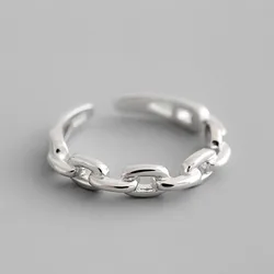 Fashion 925 Sterling Silver Cuba Chain Opne Rings For Women Luxury Fine Jewelry Female Cheap Things With