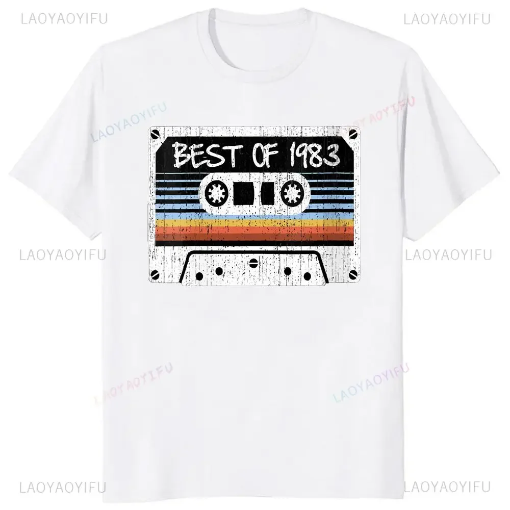 1983 Limited Vintage Era Tape Music Summer Trend All-in-one Short-sleeved Unisex Crew Neck T-shirt