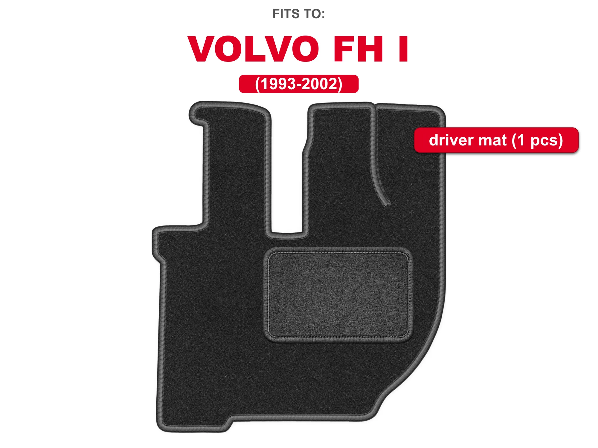 Grafietkleurig velours bestuurderskleed voor: Volvo FH I 1993-2002 vrachtwagen