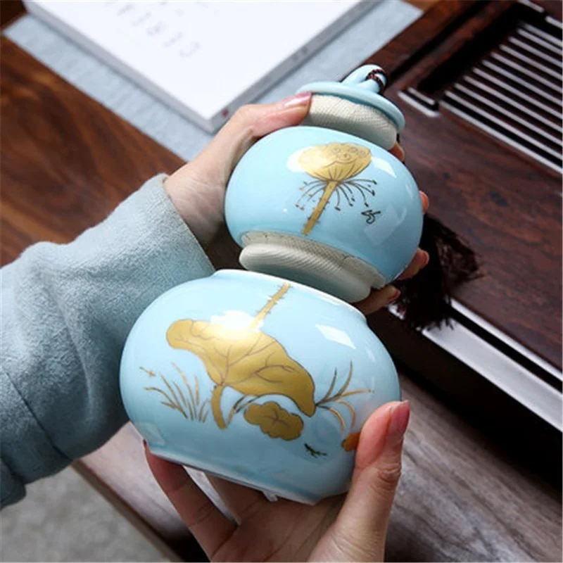 2PCS/set Ceramic Jar Elegant High Quality Face Cream Jar 50g+120g Container Rouge Box Vintage Tea Leaf Bath Salt Empty Container