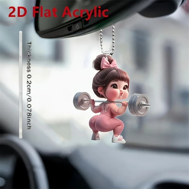 5/10 Pieces of 2D Flat Printed Acrylic Weightlifting Barbell Fitness Decorative Pendants, Suitable for Car Rearview Mirrors and Backpack Keychains, Holiday Decoration Pendants, Birthday Party Gifts, 2D Flat, 2D Flat