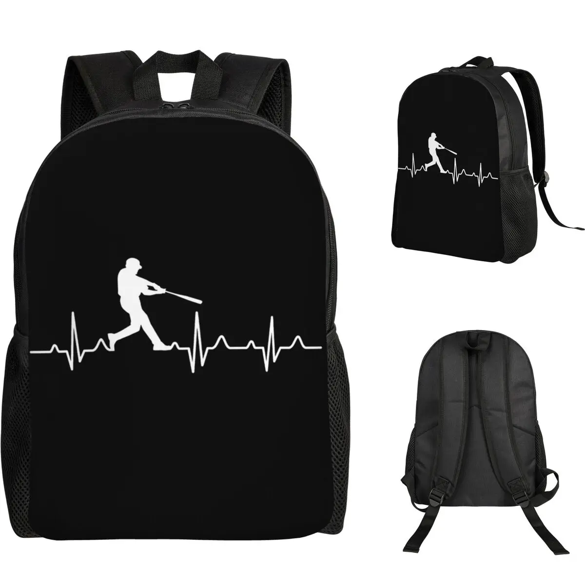 

Студенческий рюкзак для бейсболиста Heartbeat, школьная сумка, походный дорожный рюкзак для мужчин и женщин, модная сумка для книг, сумки на плечо