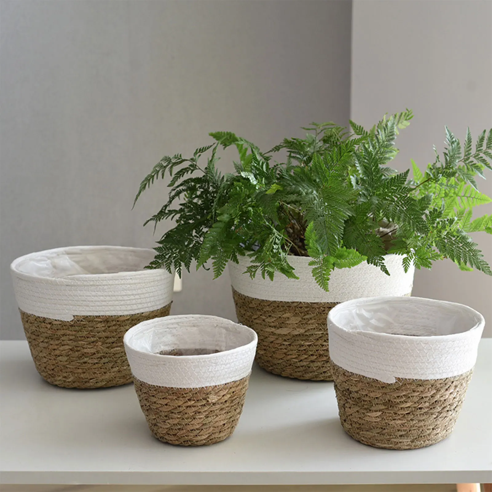 

Straw Weaving Flower Plant Basket Grass Planter Basket Indoor Outdoor Flower Pots Cover Plant Containers for Plantable Plants