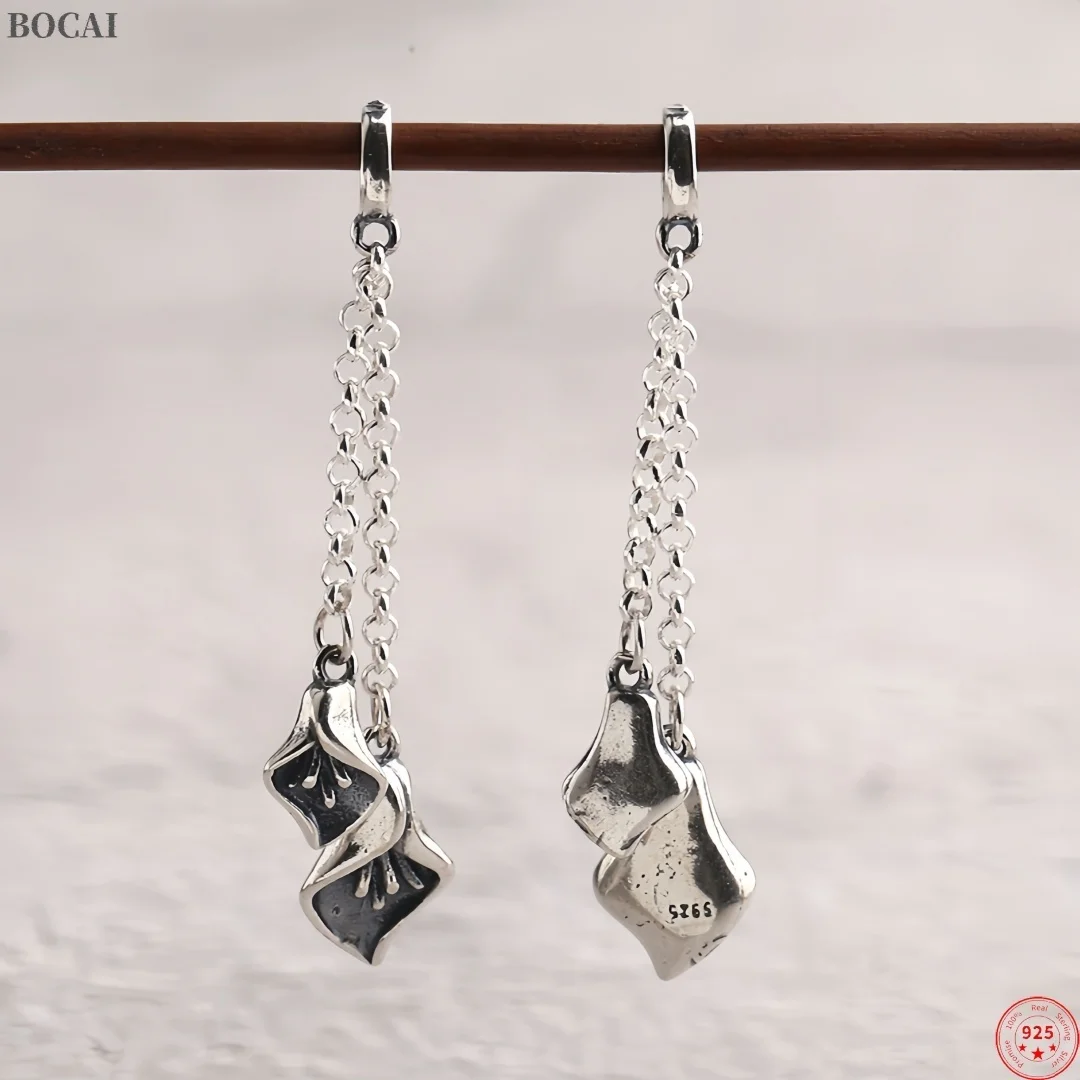 BOCAI New S925 Sterling Silver Hand String Keychain Accessories Tassel Pendant Tibetan Style Charm Fine Choice Jewelry Wholesale