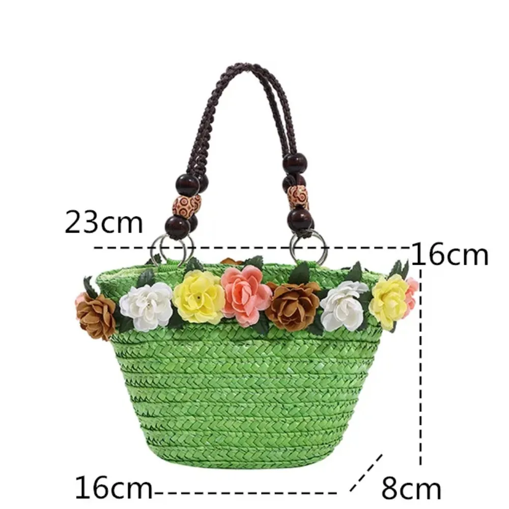 Straw Braided Bag Women Summer Hand-Woven Rattan Bag Purse Flower Beach Basket Female Bohemia Bali Handbag bolsos