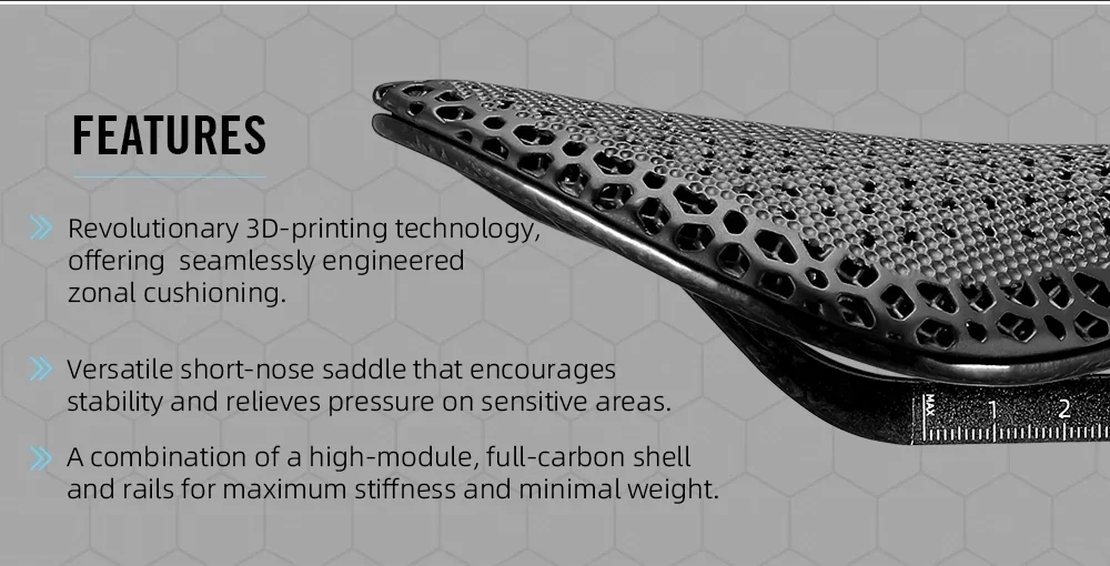 RYET Vollcarbon 3D-Gedruckter Fahrradsattel Breit 120g 155/152mm 7*9 Fahrradsitz EVA Sattel Triathlon Rennrad MTB Radsitz – Detail 4