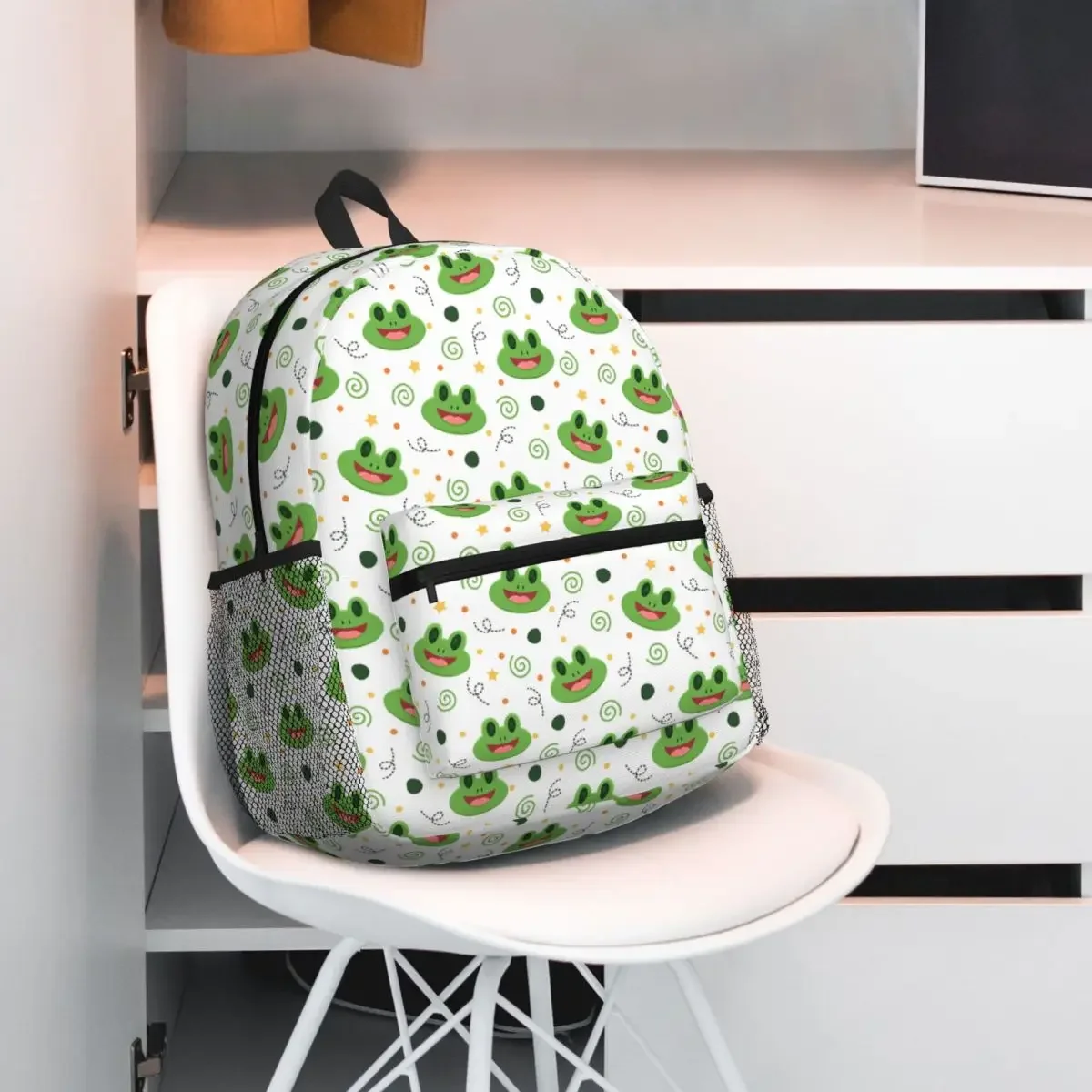 

Cute Frog Student Backpack School Bag Hiking Travel Daypack for Men Women Fashion Bookbag Shoulder Bags
