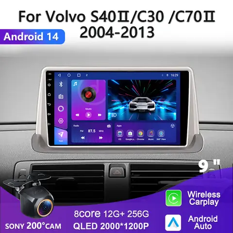 안드로이드 14 볼보 S40 II 2 MS 2004 - 2012 C30 I 1 2006 - 2013 C70 II 2 2005 - 2013 자동차 라디오 멀티미디어 비디오 플레이어 GPS