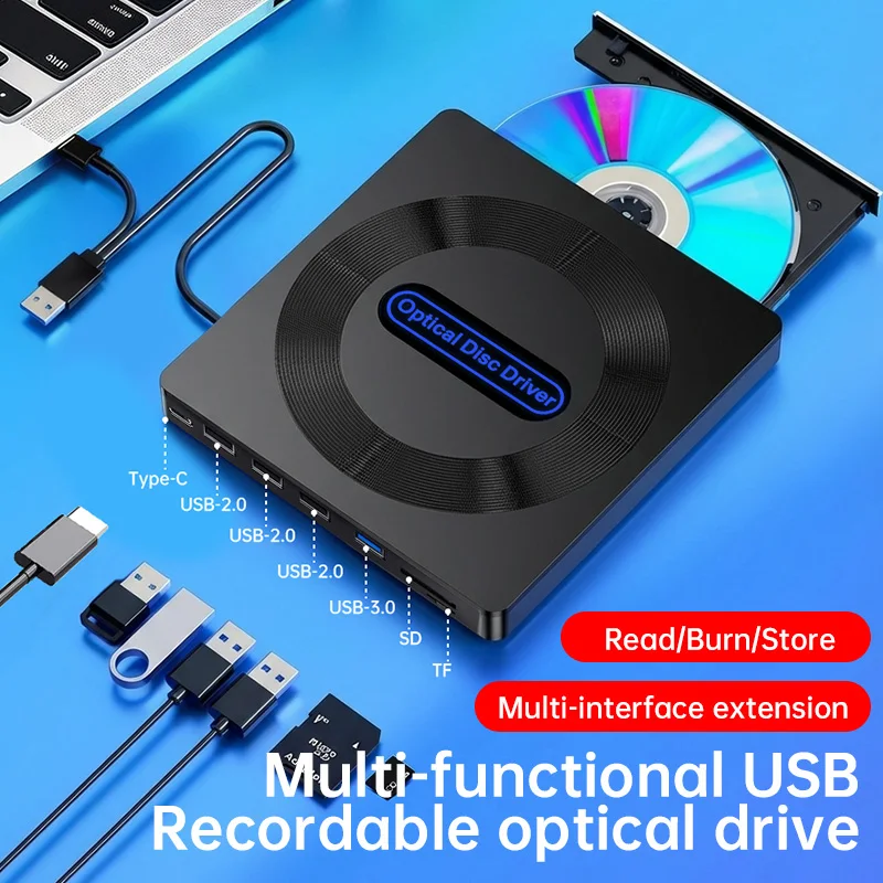 USB 3.0 Typ C externes optisches Laufwerk CD DVD RW Super Drive für Laptop Notebook – DVD-Schreiber- und Brennerfunktion