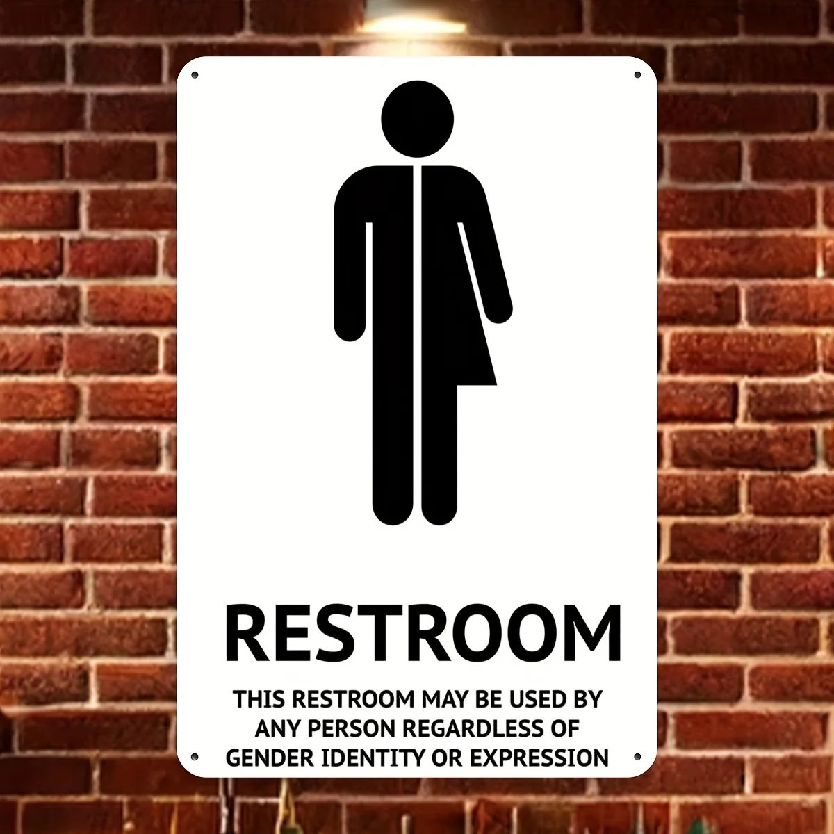 Inclusive All-Gender Restroom Sign,  Rectangular Iron Wall Art, Suitable for Home, Restaurant, Bar, Cafe, Garage - Gender-Neutr