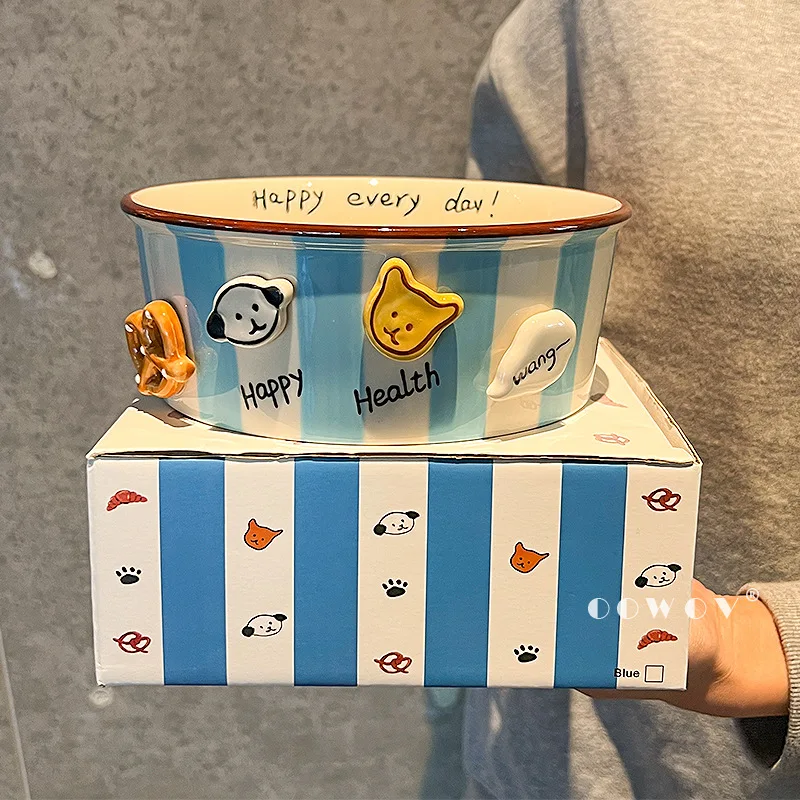750ml Button Puppy Ceramic Snack Bowl Household Kitchen Tableware Snack Fried Chicken French Fries Bucket Popcorn Salad Yogurt