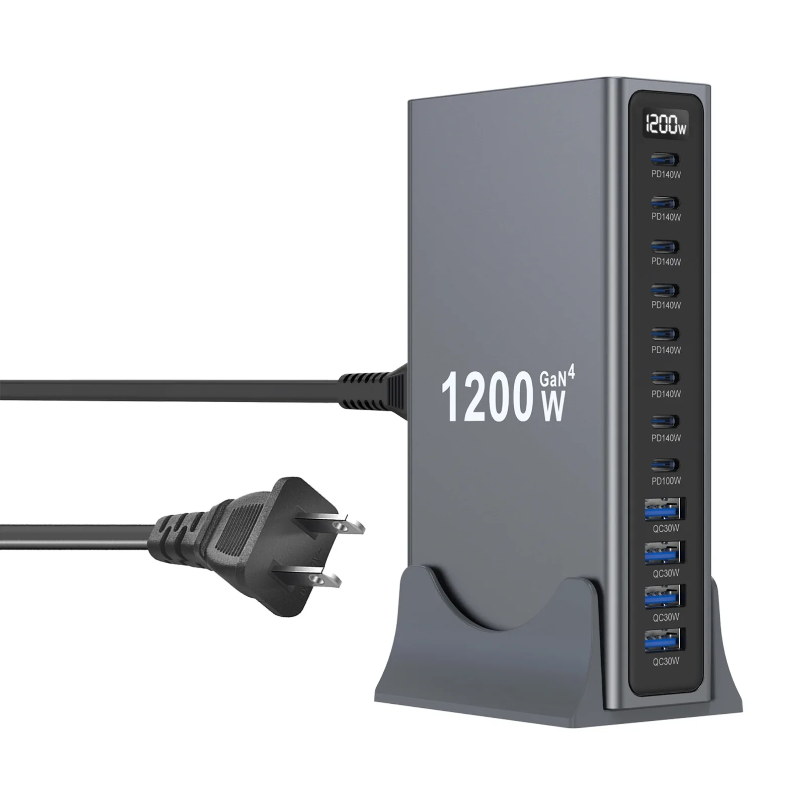 1200W GaN 12-poorts desktop snellader PD3.1 USB Type-C snellaadstation adapter voor mobiel & tablets multi-poort USB hub