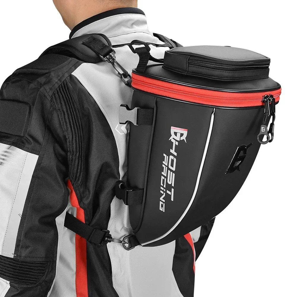 

PU Leather Motorcycle Tail Bag – 5-in-1 Convertible Saddlebag, Back Seat & Shoulder Bag for Travel