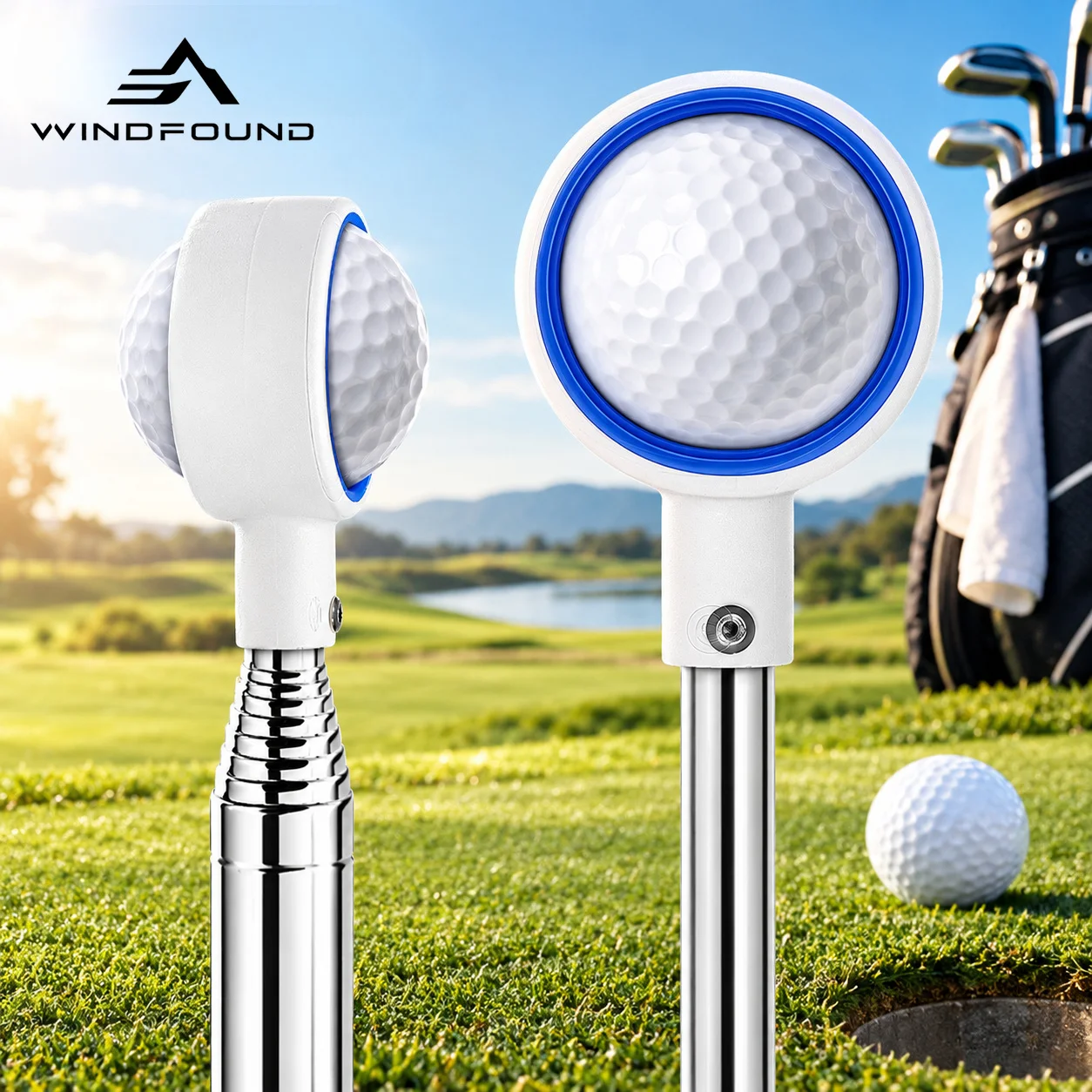 Golf Ball Retriever Stainless Steel Telescopic Shaft Portable Pick Up Grabber Lightweight Retrieving Tool for Golf Course Pond