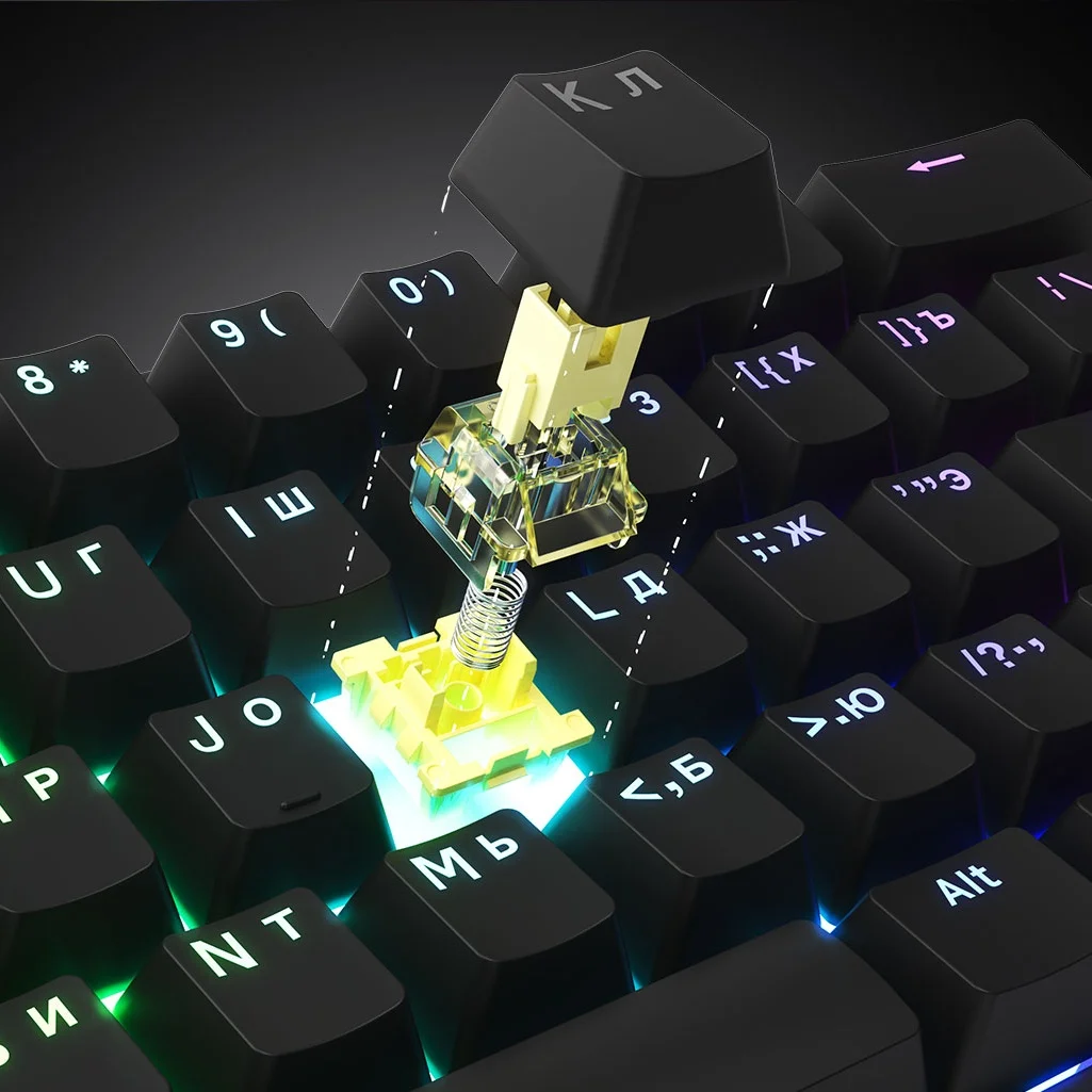 คีย์บอร์ดเกมมิ่งแบบมีสาย Akko 3061S สีดำ HE Mechanical Keyboard 60% ANSI รัสเซีย RGB สวิตช์แม่เหล็ก Rapid Trigger 8K TypeC ปรับแต่งได้