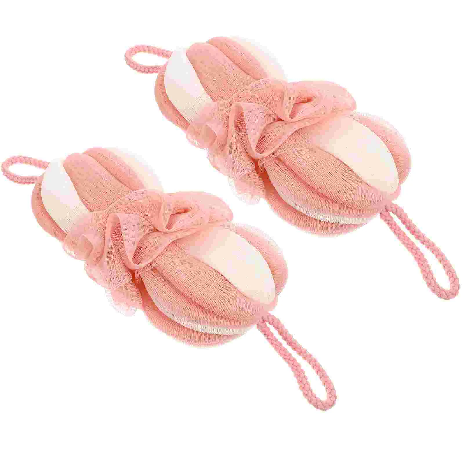 

2 Pcs Long Bath Flower Bathing Shower Supplies Scrubber Balls Bubble Toys Clean Cartoon Nylon Man Sponge