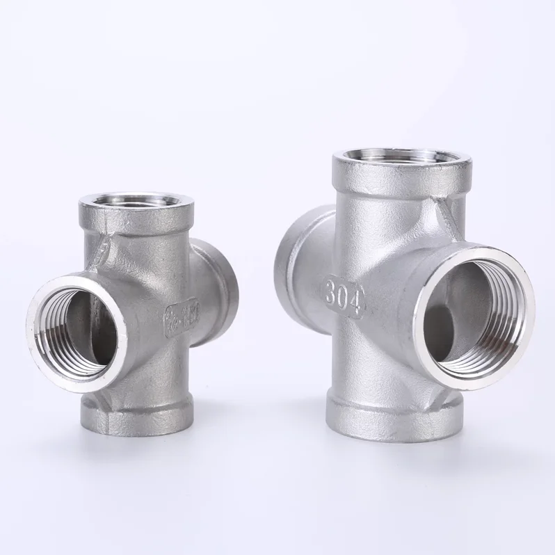 Złączka krzyżowa żeńska 4-drożna z gwintem BSPP G, rozmiary 1/8", 1/4", 3/8", 1/2", 3/4", 1", ze stali nierdzewnej SS 304.
