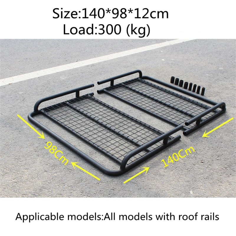 1.4m Universal Roof Rack Roof Rack Rooftop Cargo Carrier Steel Basket, Car Top Luggage Holder for Car SUV and Pick Up Trucks