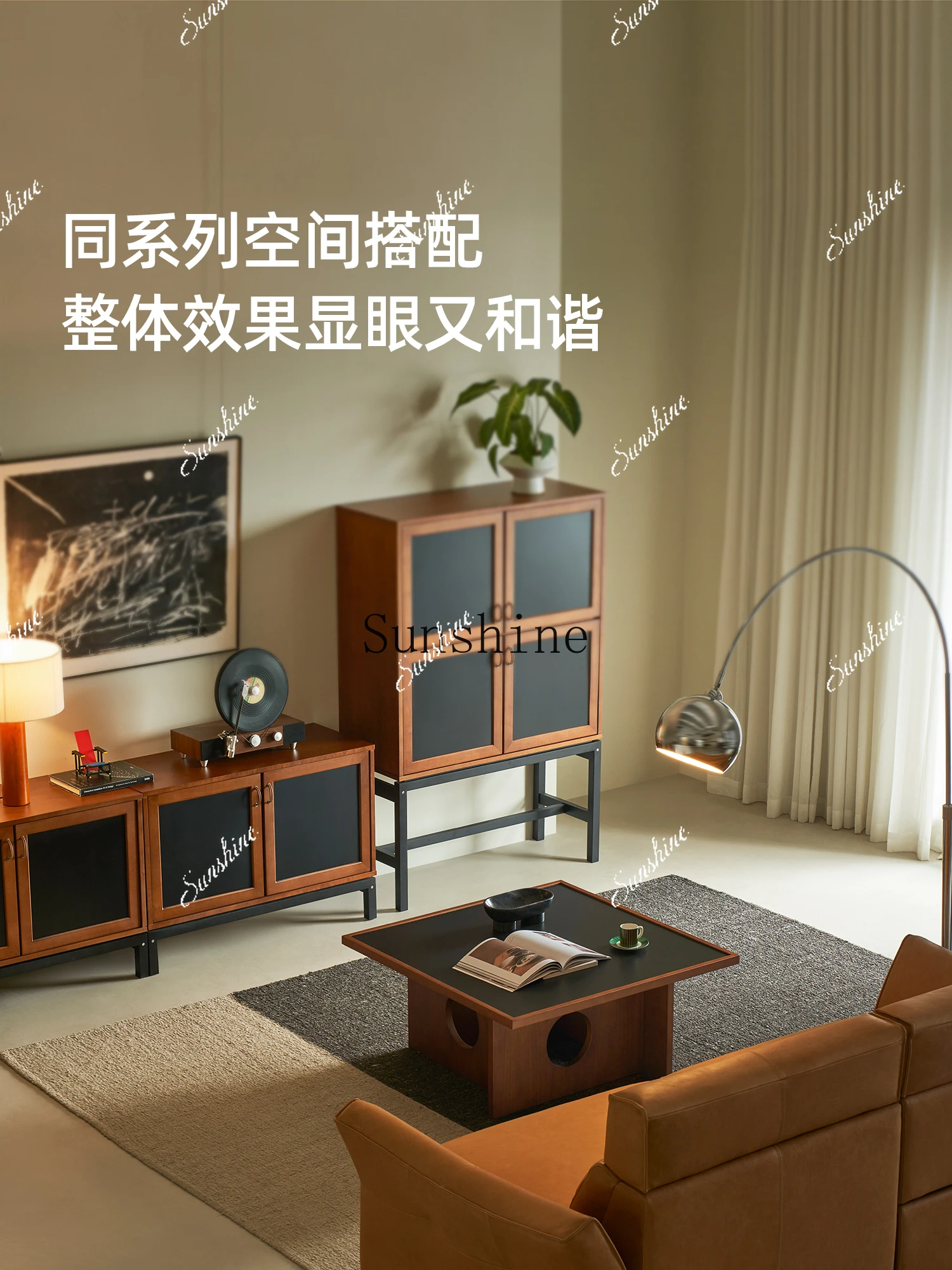 

Coffee table medieval rock slab solid wood small apartment living room French tea table FT