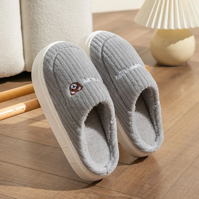 Winter Plush Slippers for Women & Men - Thick Sole Couple House Shoes, Warm Fleece-Lined Indoor Slides with Non-Slip Sole image 5