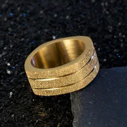 Frosted 24K Gold Plated Real Men's Ring Aggressive Titanium Steel Thumb Banner Personalized Trendy Wide Face Ring Engraving Name