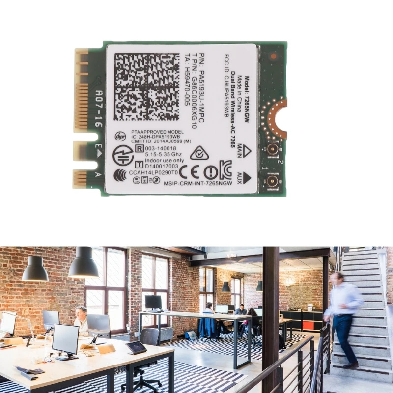 F3MA 7265NGW Universal WiFi+BT4.2 Double Band Networks Card for Laptops and Desktops with High Speed Bt4.2 Performances