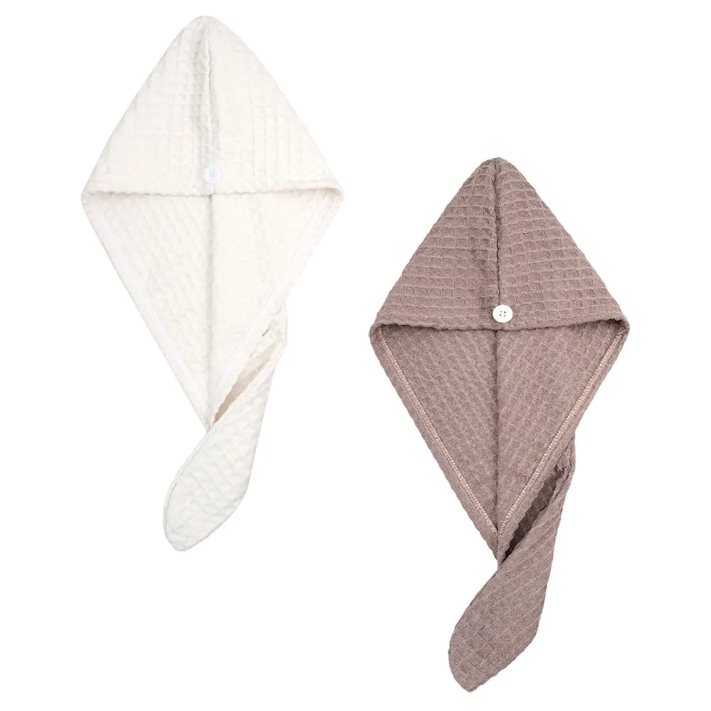 

2pcs Dry Caps Water-Absorbent Drying Hat Fast Drying Hair Wrap For Women Hair Towel Turban Bathing Supplies Home Textile