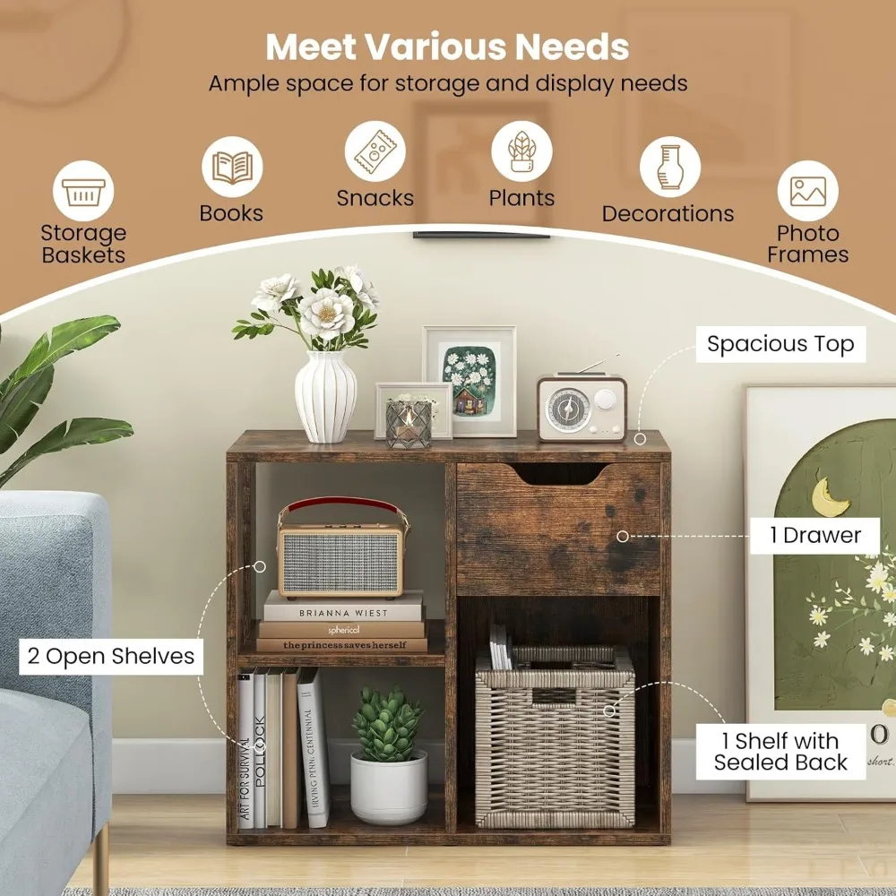 مجموعة أرفف كتب حديثة مكونة من 3 مكعبات، رفوف مفتوحة من طبقتين، منظم تخزين قائم بذاته للعرض المنزلي