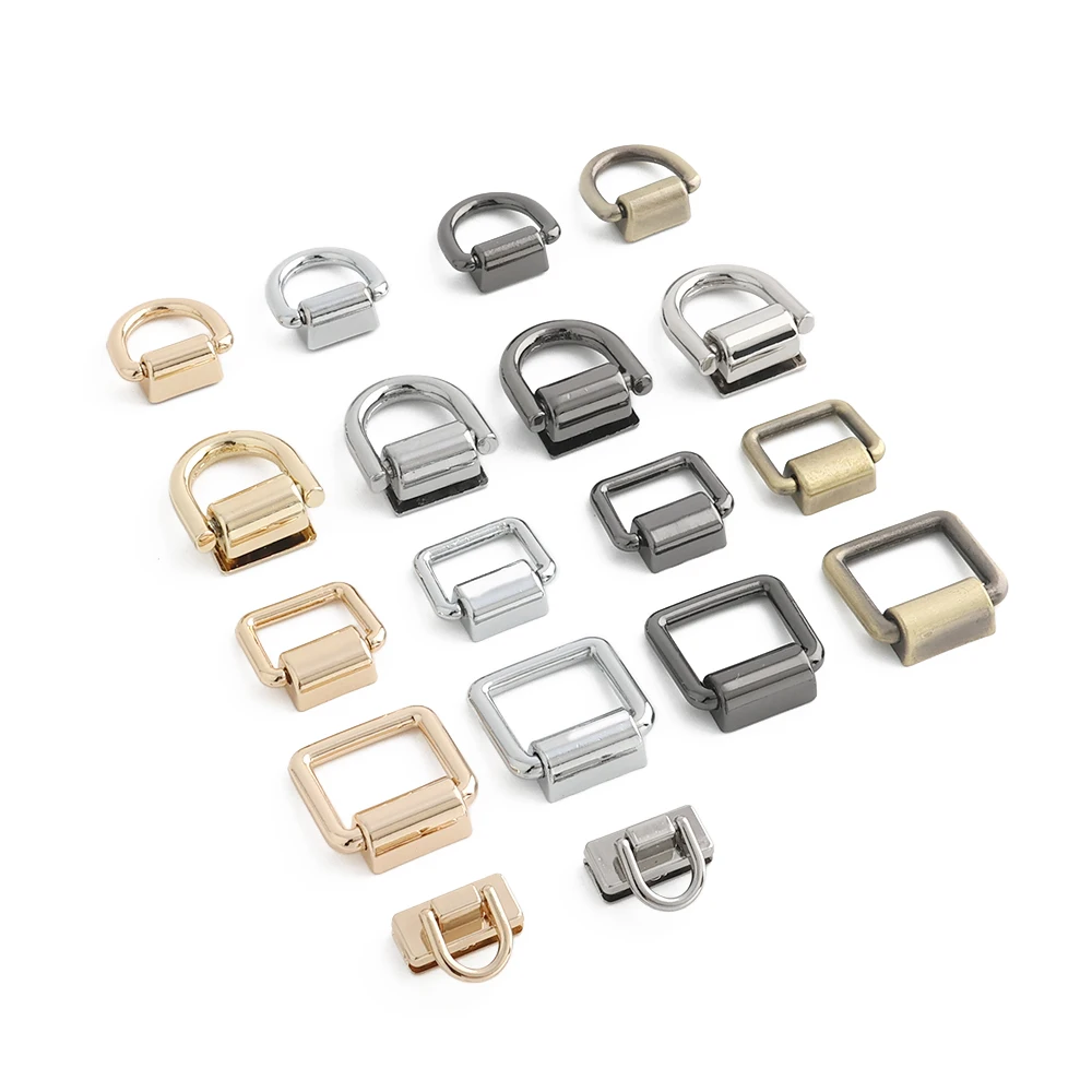 10/50/100PCS Metal Bag Side Hanger Square Ring For Handbag Strap Side Carabiner Clip Hook Chain Connector Buckle Accessories
