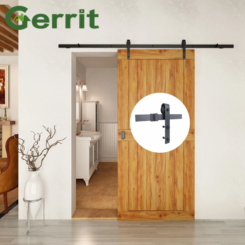 

4.9FT/6FT/6.6FT/8FT Carbon steel rustic interior sliding wood barn door hardware