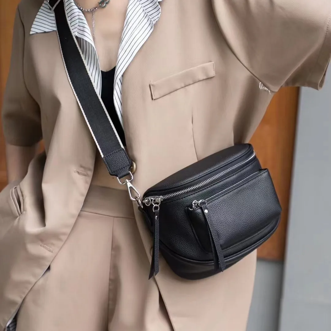 Genuine Leather Women's Handbag 2024 High-quality Small Shoulder Bag Casual Chest Purse Ladies' Simple Versatile Crossbody Bag