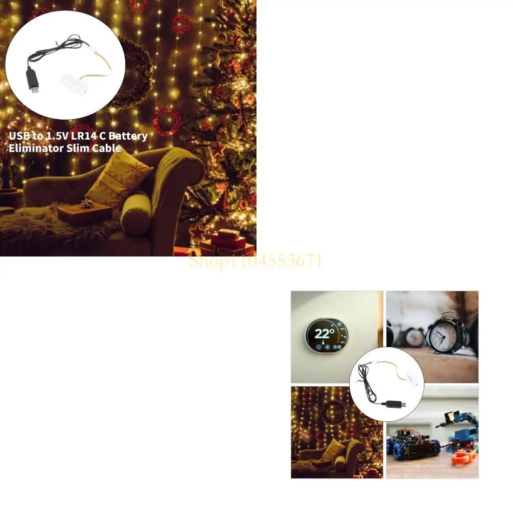 Best Seller 3V LR14 C Battery Eliminators USB Power Cable Replace 2Pcs 1.5V C for Electronic Toy Flashlight Clock Christmas