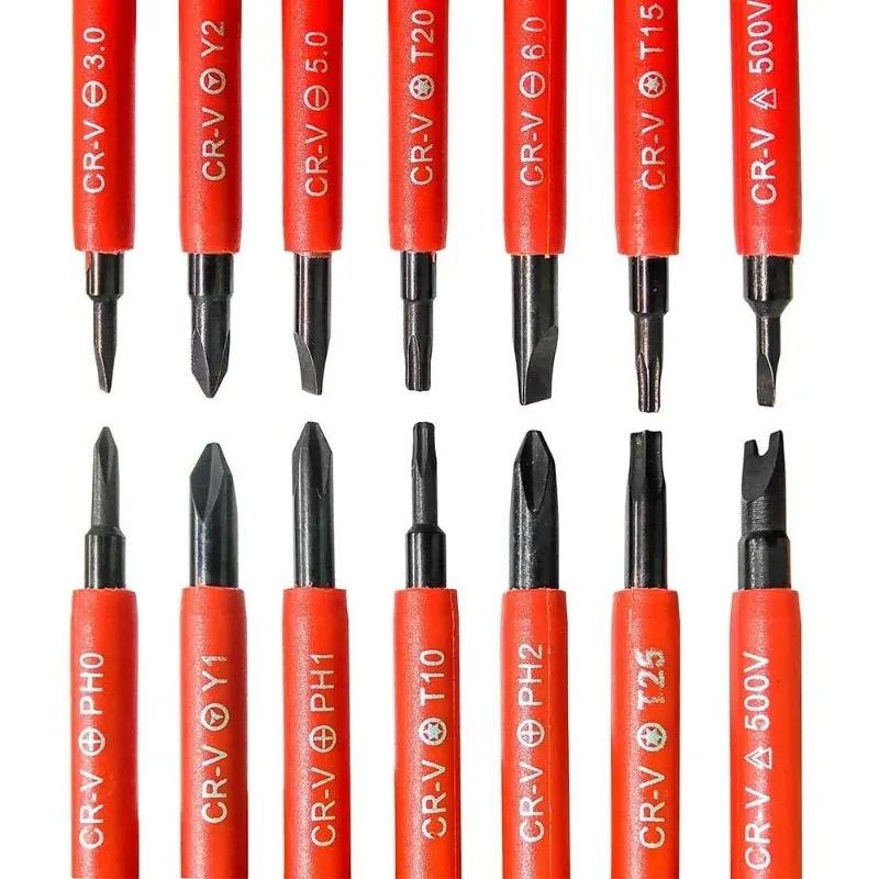 14 In 1 VDE Insulated Screwdriver Set 1000V Slotted Phillips Screw Driver Bits Kit with Tester Pen Electricians Hand Tools