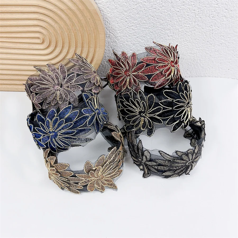 Resin Temperament Make up Fashion Design Women Hair Accessories Wide Side Hairband Korean Style Hair Wear Lace Leaves Headband