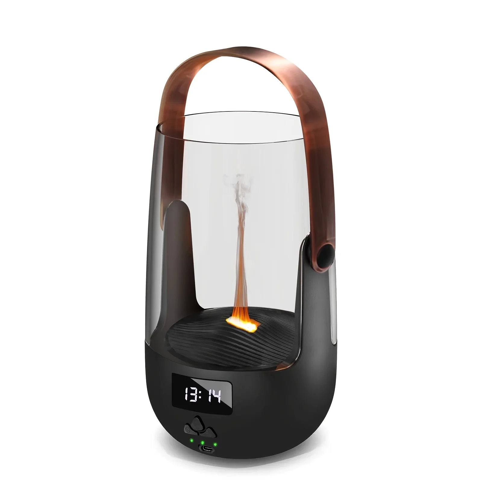 with Oil - Flame-Shaped Large Humidifier USB Elegant Capacity for Display Auto-Off, Diffuser LED Powered, Aromatherapy Essential