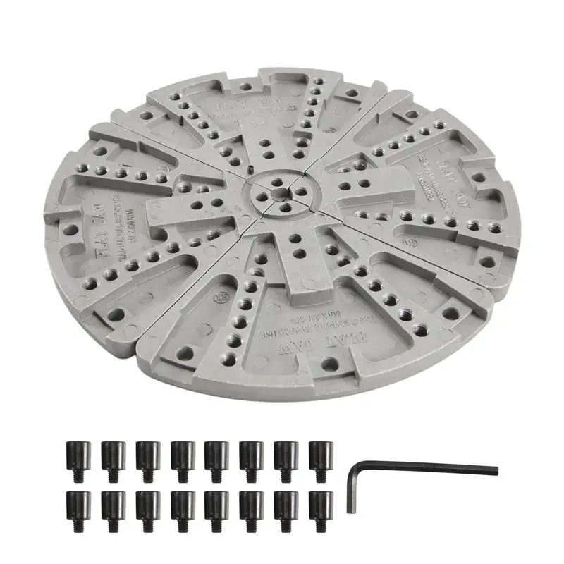 AB13-8Inch Lathe Chuck Jaw Set Kit For Wood Lathe Key Chuck &Scroll Chuck Flat Jaw Set With Buffer Kit For Wood Lathe Chucks