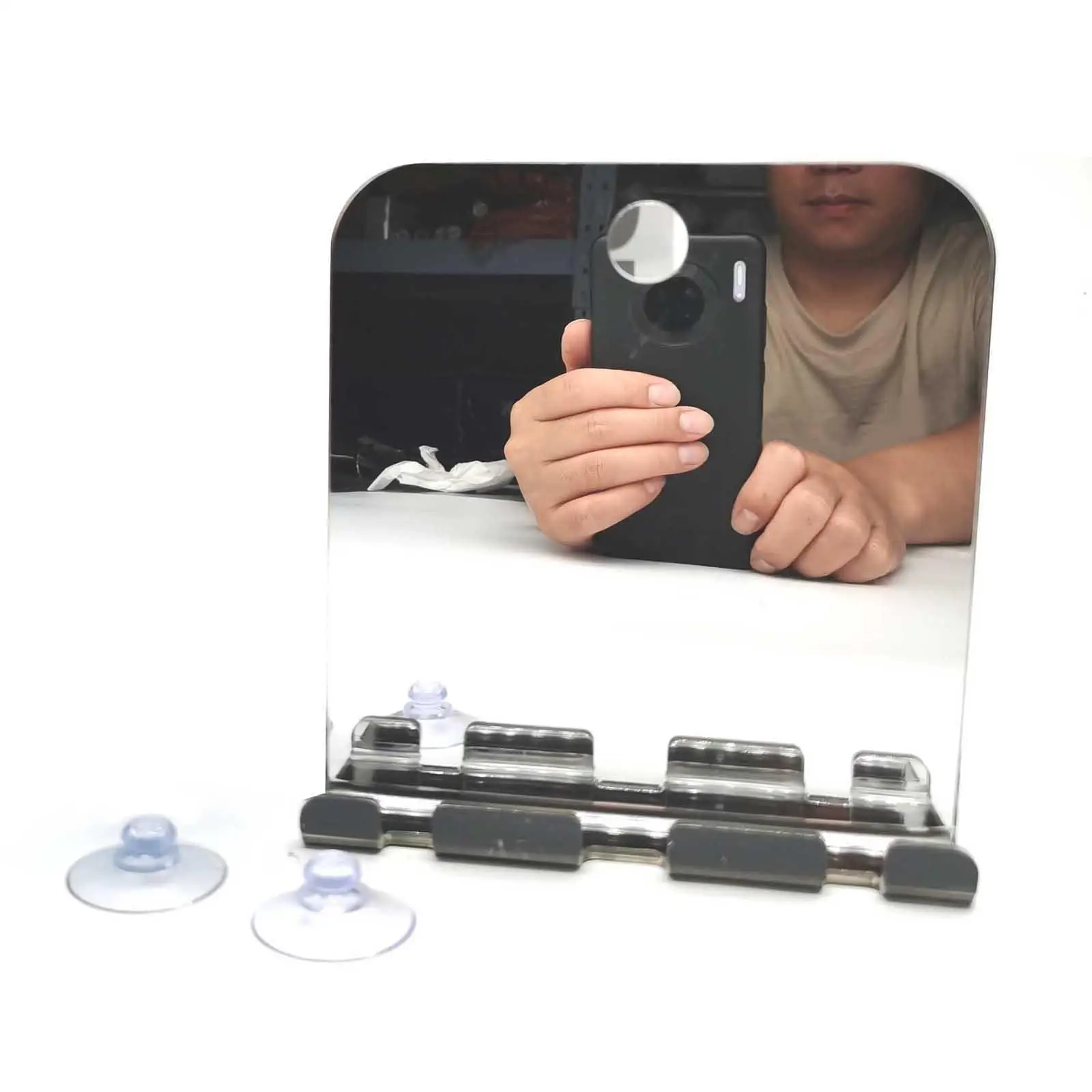 Portable Shower Shaving Makeup Mirror, with Suction Cup Wall Hanging, Travel
