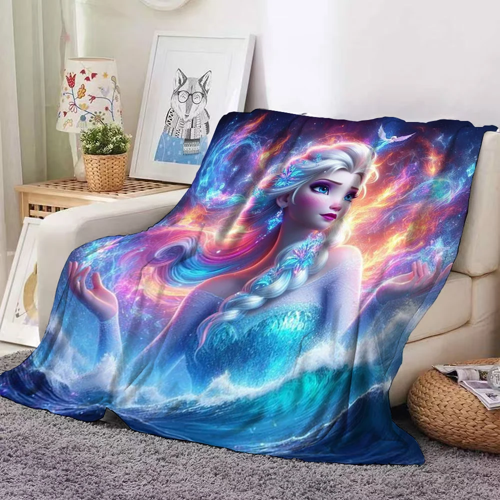 Disney Frozen Princess Flannel Thin Blanket.Four Season Blanket. Travel Picnic,for Sofa,Beds,Living Rooms,Fluffy Blanket Gifts