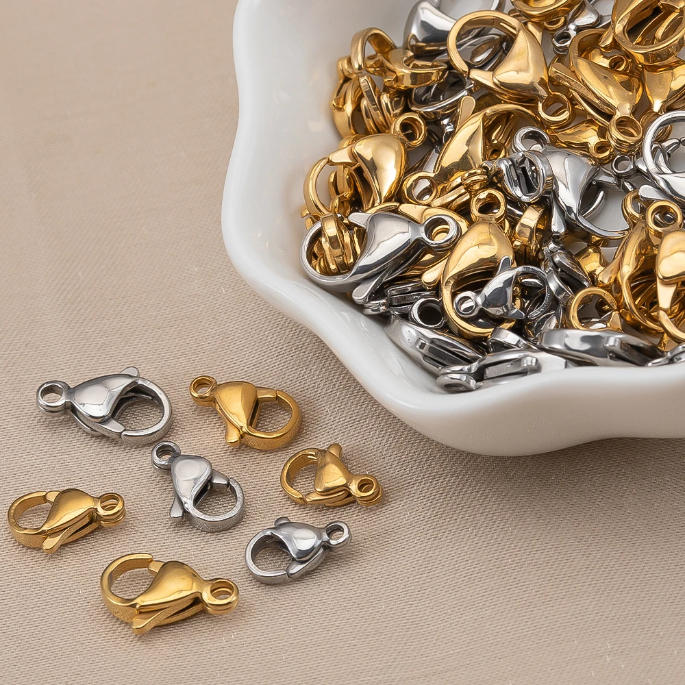 

20pcs Lobster Clasp Stainless Steel Golden Claw Clasps Hook Connectors for Bracelet Necklace Jewelry Making DIY Supplies
