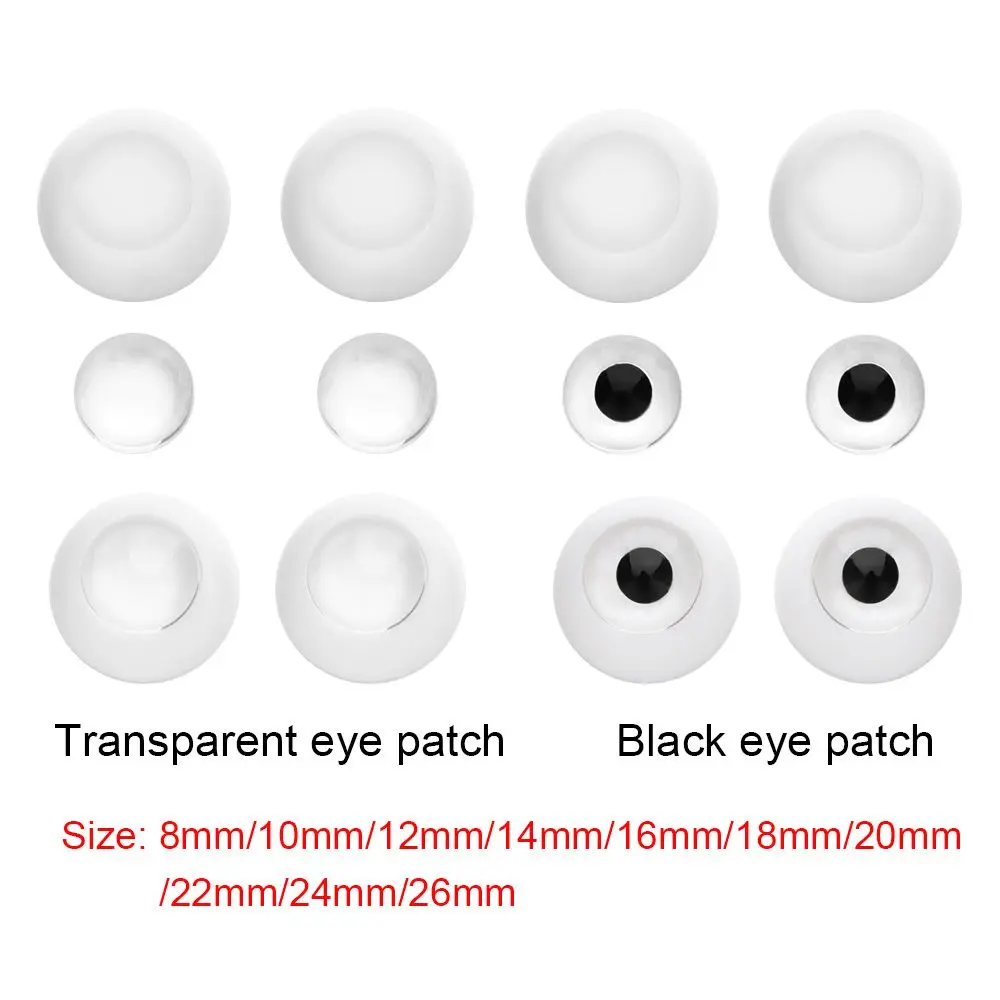 1Set 8~26mm Safety Acrylic Doll Eyes Half Round Eyeball Transparent&Black Eye Patch DIY Doll Toys Accessories Gifts