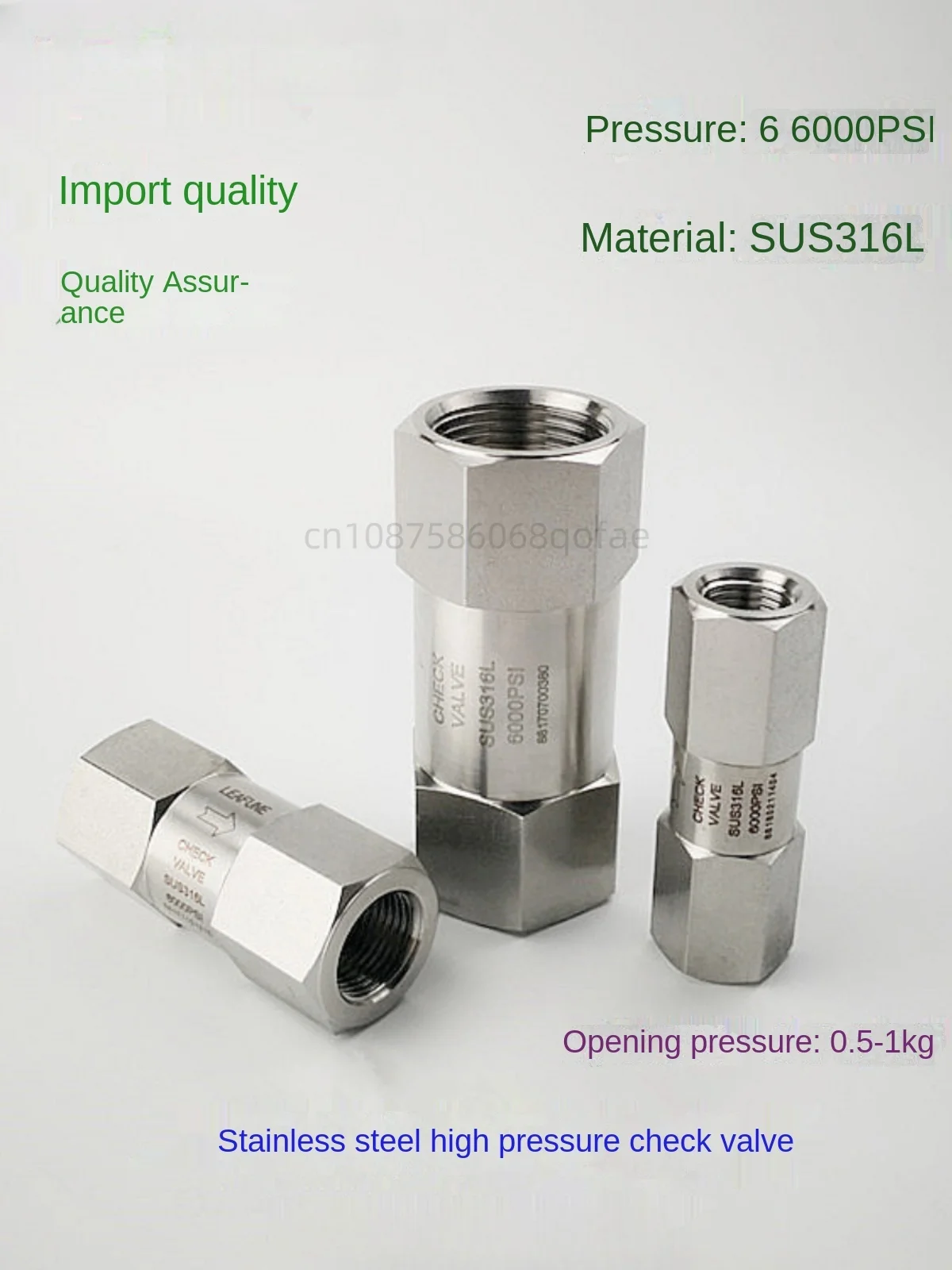 Stainless Steel Sus316l High Pressure 6000psi  Temperature 240 Degrees Precision Internal Thread CV Series Check Valve