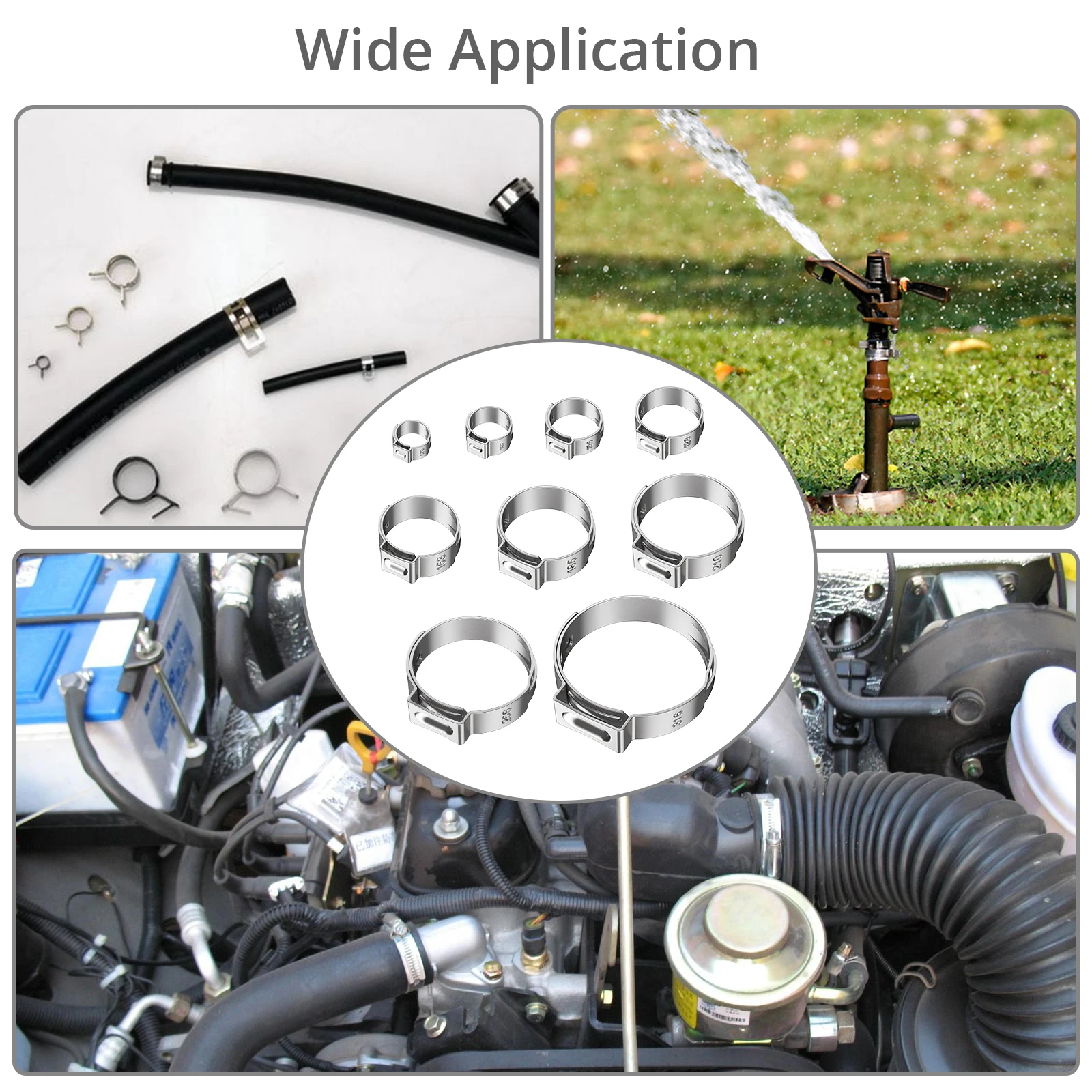 Proster 200 STKS RVS Enkele Oor Slangklemmen Diverse Maten met Ratel Krimptang Heavy Duty