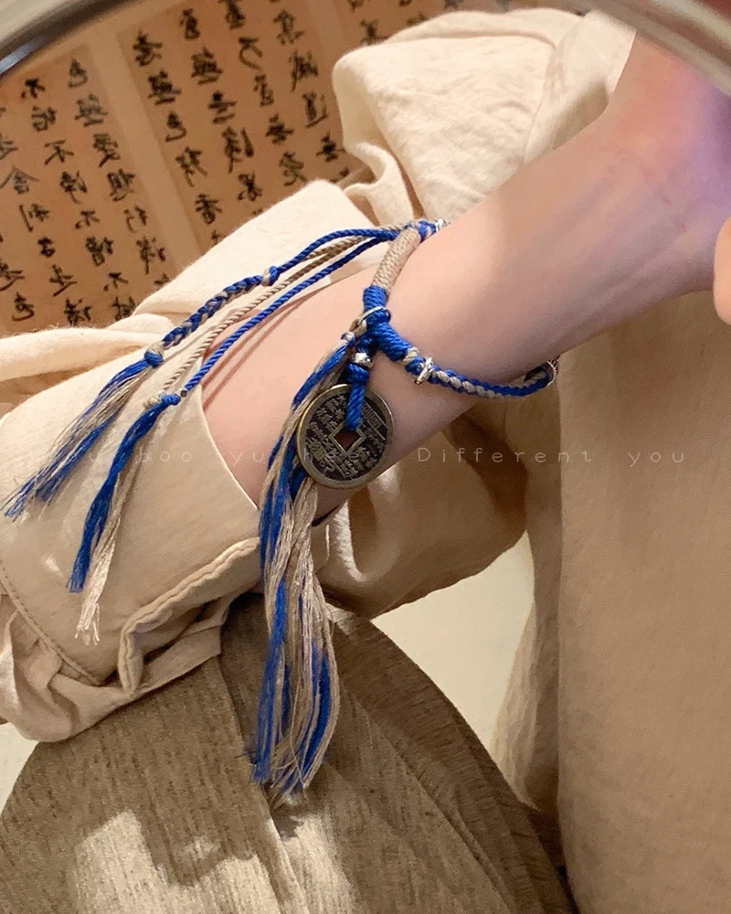 Chinese Style Ghost Flower Handwoven Bracelet - National Style Design, Unique and Sophisticated Look for Men and Women.